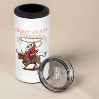 Merry Buckin Christmas 4 in 1 Can Cooler Tumbler Black Santa Western Rodeo Gift - Wonder Print Shop