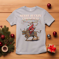 Merry Buckin Christmas T Shirt Black Santa Western Rodeo Gift - Wonder Print Shop