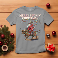 Merry Buckin Christmas T Shirt Black Santa Western Rodeo Gift - Wonder Print Shop
