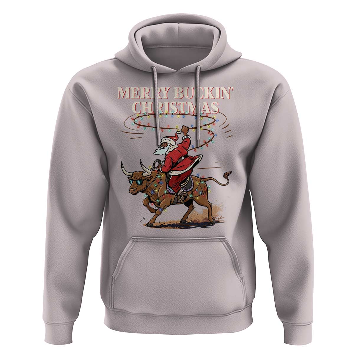 Merry Buckin Christmas Hoodie Black Santa Western Rodeo Gift - Wonder Print Shop
