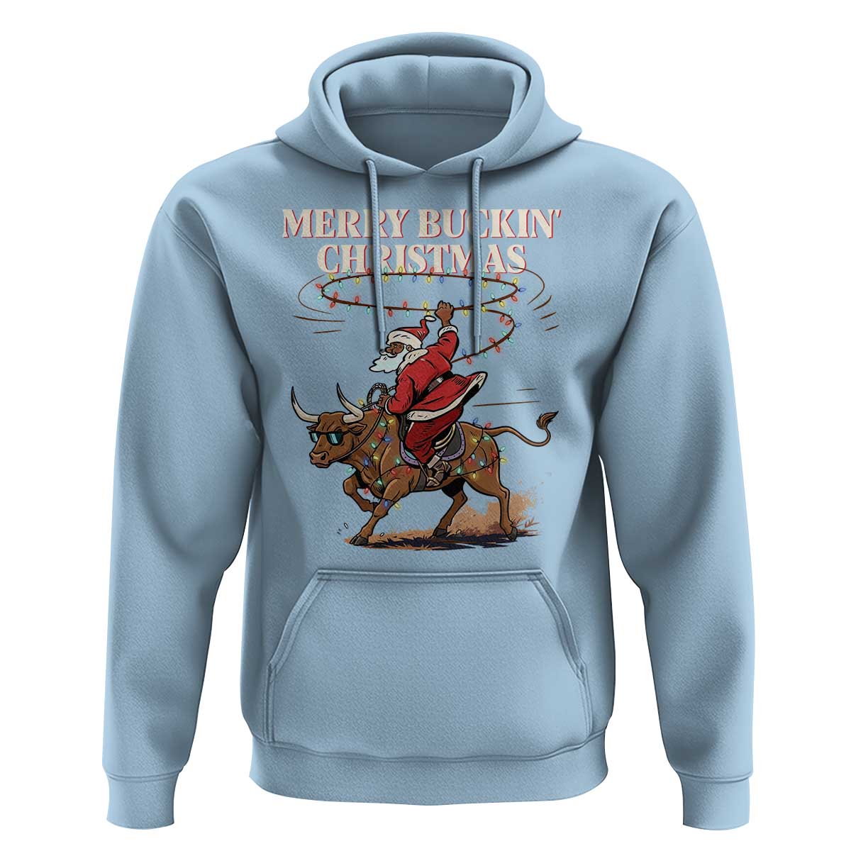 Merry Buckin Christmas Hoodie Black Santa Western Rodeo Gift - Wonder Print Shop