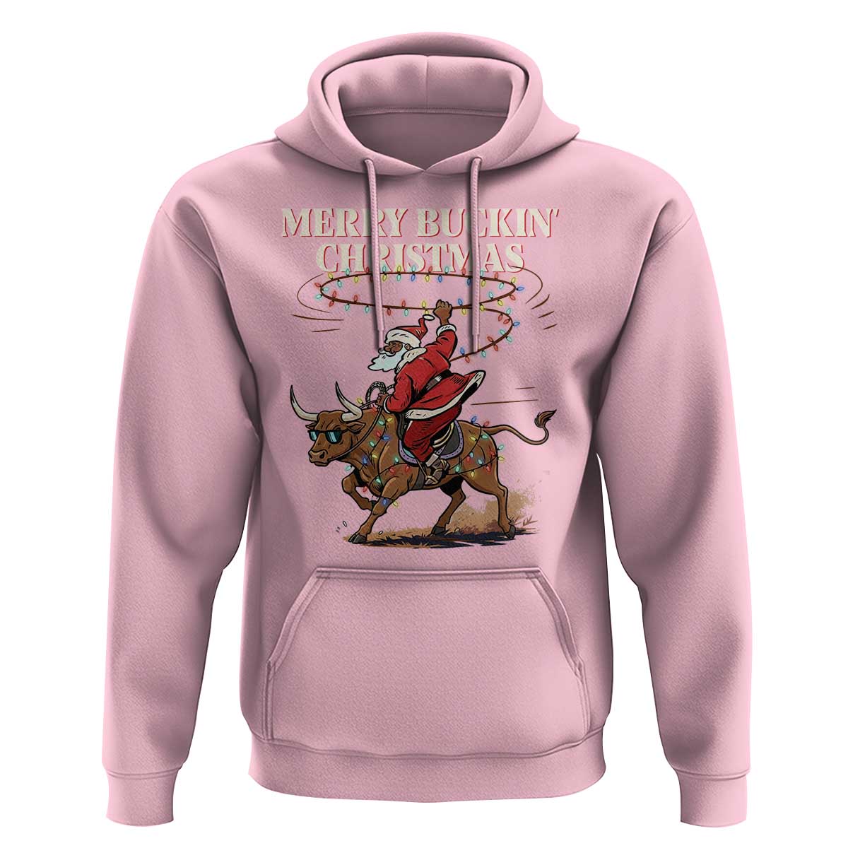 Merry Buckin Christmas Hoodie Black Santa Western Rodeo Gift - Wonder Print Shop