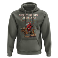 Merry Buckin Christmas Hoodie Black Santa Western Rodeo Gift - Wonder Print Shop