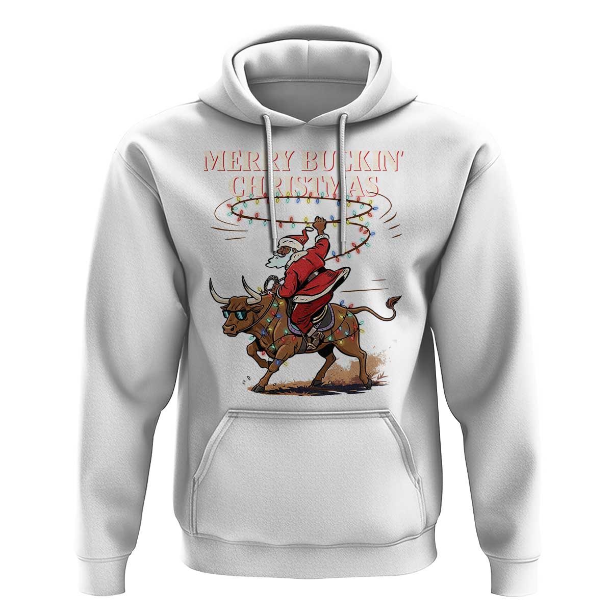 Merry Buckin Christmas Hoodie Black Santa Western Rodeo Gift - Wonder Print Shop