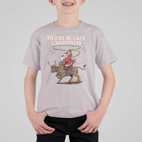 Merry Buckin Christmas T Shirt For Kid Black Santa Western Rodeo Gift - Wonder Print Shop