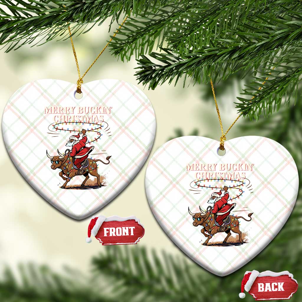 Merry Buckin Christmas Ceramic Ornament Black Santa Western Rodeo Gift - Wonder Print Shop