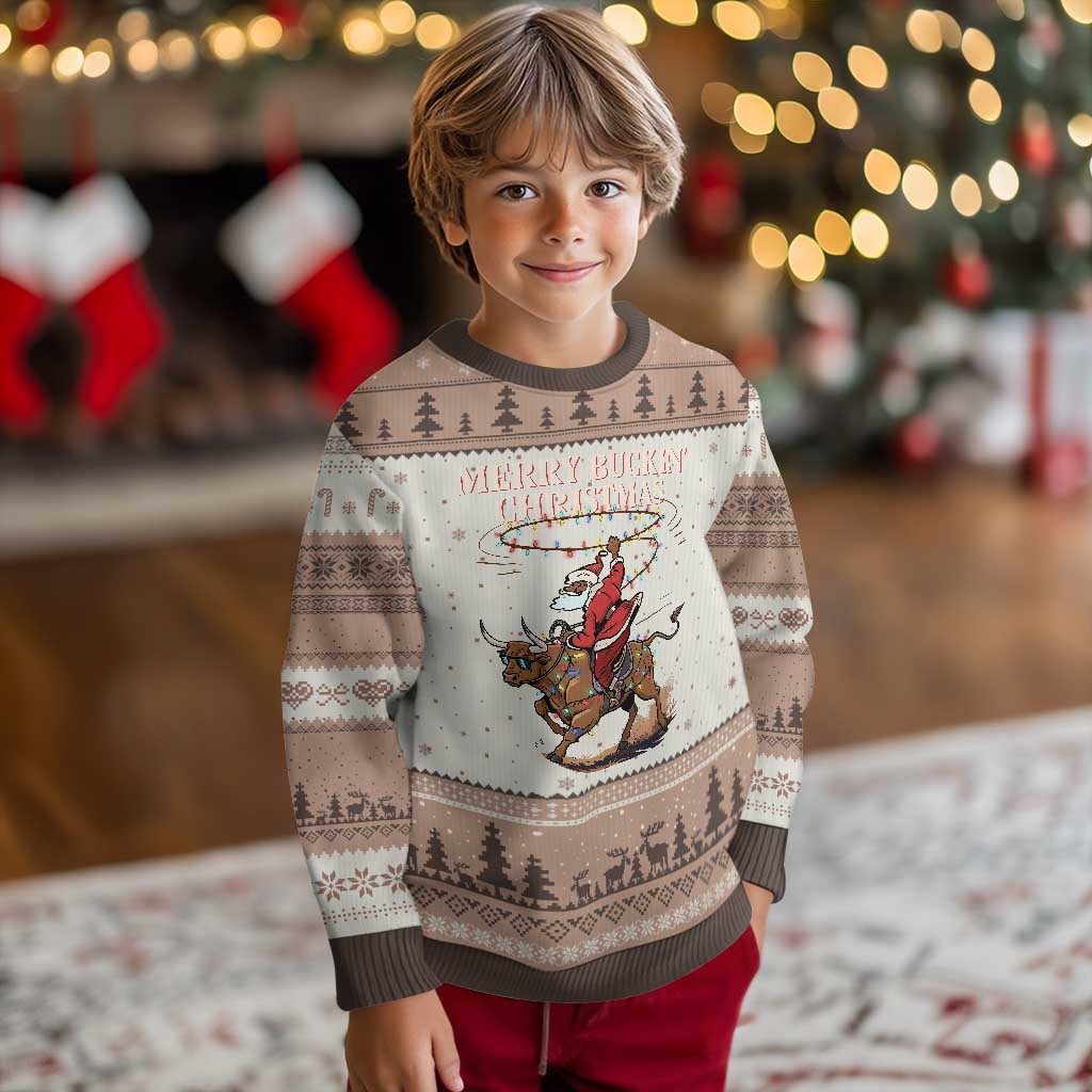 Merry Buckin Xmas Ugly Christmas Sweater Black Santa Western Rodeo Gift - Wonder Print Shop