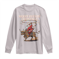 Merry Buckin Christmas Long Sleeve Shirt Black Santa Western Rodeo Gift - Wonder Print Shop