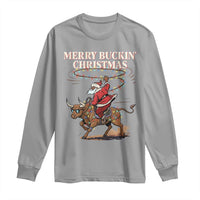Merry Buckin Christmas Long Sleeve Shirt Black Santa Western Rodeo Gift - Wonder Print Shop