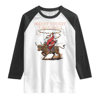 Merry Buckin Christmas Raglan Shirt Black Santa Western Rodeo Gift - Wonder Print Shop