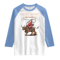 Merry Buckin Christmas Raglan Shirt Black Santa Western Rodeo Gift - Wonder Print Shop