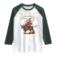 Merry Buckin Christmas Raglan Shirt Black Santa Western Rodeo Gift - Wonder Print Shop