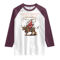 Merry Buckin Christmas Raglan Shirt Black Santa Western Rodeo Gift - Wonder Print Shop