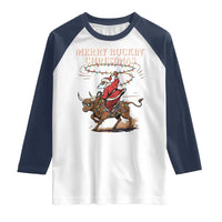 Merry Buckin Christmas Raglan Shirt Black Santa Western Rodeo Gift - Wonder Print Shop