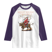Merry Buckin Christmas Raglan Shirt Black Santa Western Rodeo Gift - Wonder Print Shop