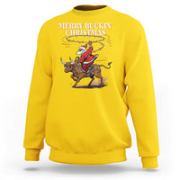 Merry Buckin Christmas Sweatshirt Black Santa Western Rodeo Gift - Wonder Print Shop