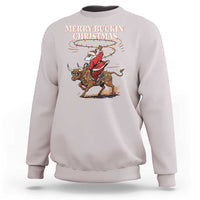 Merry Buckin Christmas Sweatshirt Black Santa Western Rodeo Gift - Wonder Print Shop
