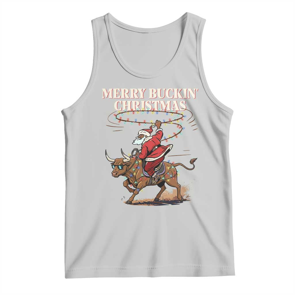Merry Buckin Christmas Tank Top Black Santa Western Rodeo Gift - Wonder Print Shop