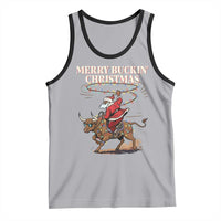Merry Buckin Christmas Tank Top Black Santa Western Rodeo Gift - Wonder Print Shop