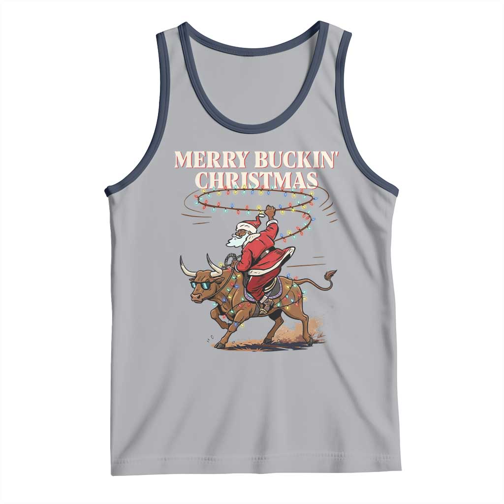 Merry Buckin Christmas Tank Top Black Santa Western Rodeo Gift - Wonder Print Shop
