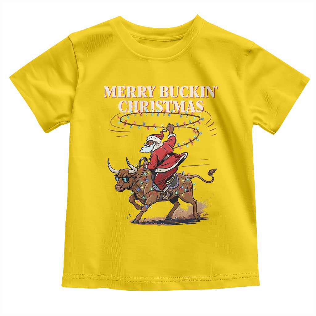 Merry Buckin Christmas Toddler T Shirt Black Santa Western Rodeo Gift - Wonder Print Shop