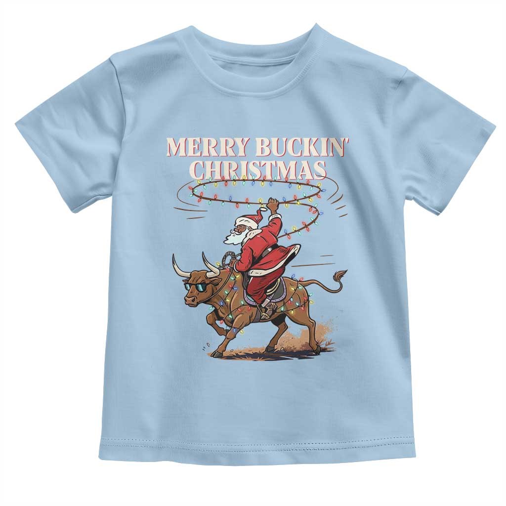 Merry Buckin Christmas Toddler T Shirt Black Santa Western Rodeo Gift - Wonder Print Shop
