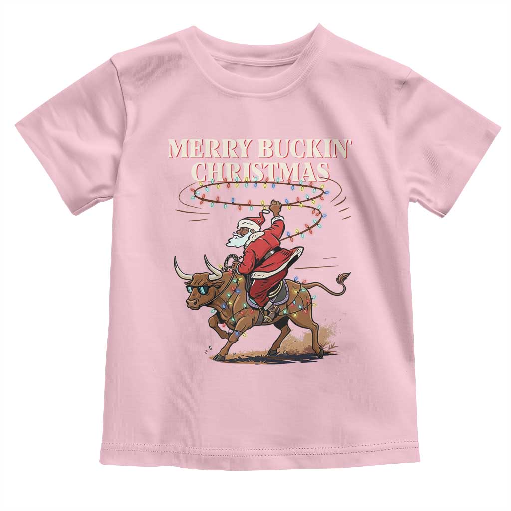 Merry Buckin Christmas Toddler T Shirt Black Santa Western Rodeo Gift - Wonder Print Shop