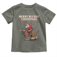 Merry Buckin Christmas Toddler T Shirt Black Santa Western Rodeo Gift - Wonder Print Shop