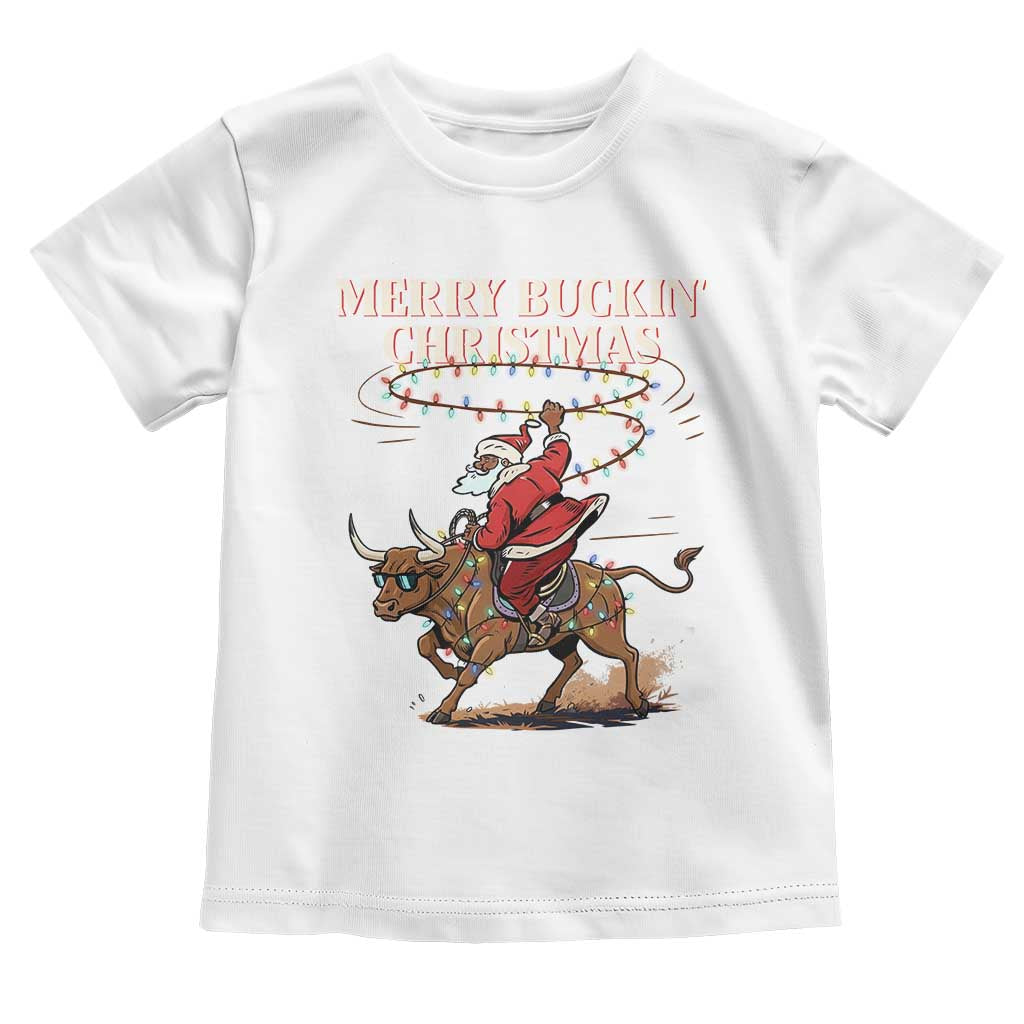 Merry Buckin Christmas Toddler T Shirt Black Santa Western Rodeo Gift - Wonder Print Shop