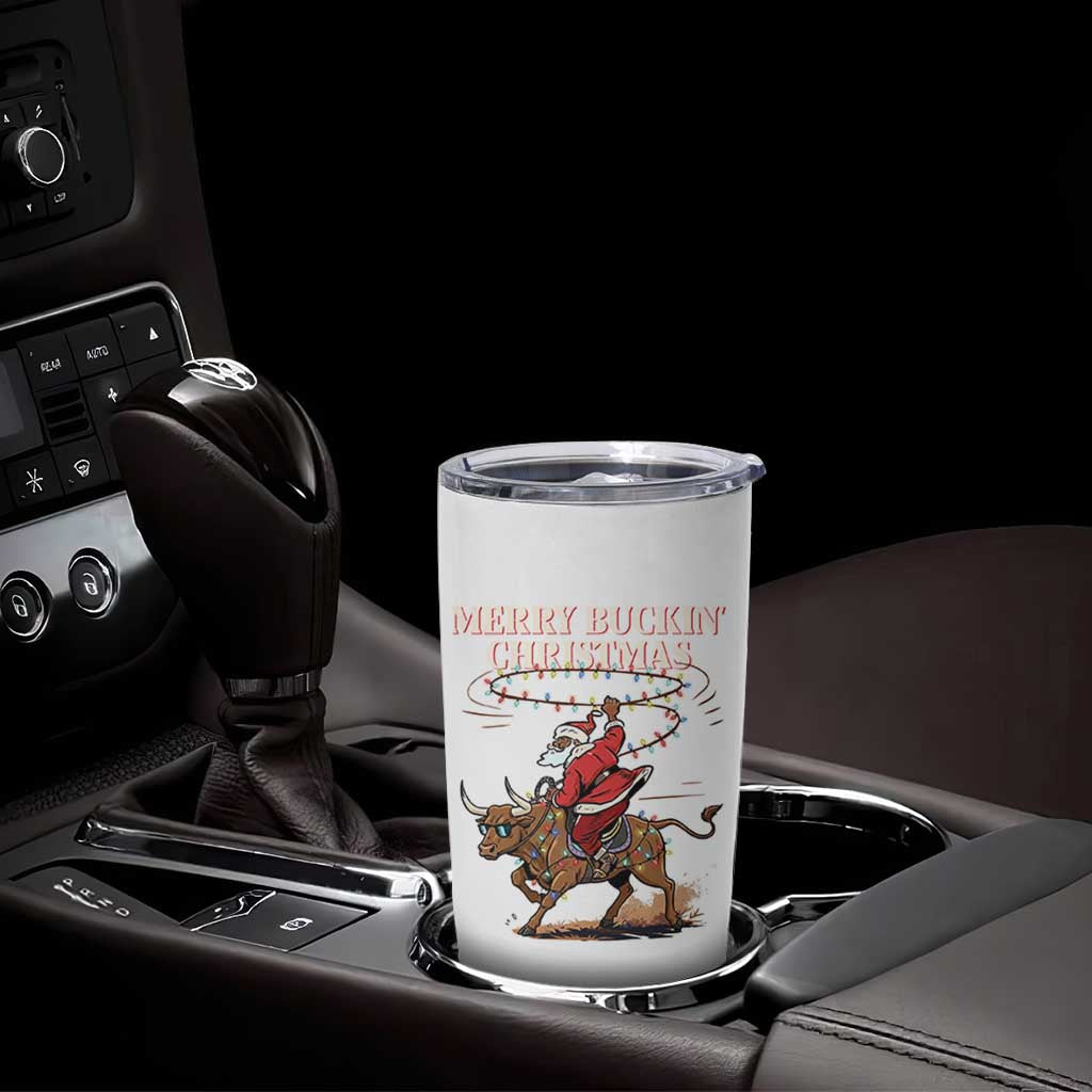 Merry Buckin Christmas Tumbler Cup Black Santa Western Rodeo Gift - Wonder Print Shop