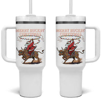 Merry Buckin Christmas Tumbler With Handle Black Santa Western Rodeo Gift - Wonder Print Shop