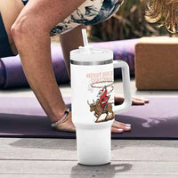Merry Buckin Christmas Tumbler With Handle Black Santa Western Rodeo Gift - Wonder Print Shop