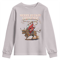Merry Buckin Christmas Youth Sweatshirt Black Santa Western Rodeo Gift - Wonder Print Shop