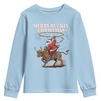 Merry Buckin Christmas Youth Sweatshirt Black Santa Western Rodeo Gift - Wonder Print Shop