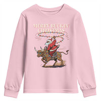 Merry Buckin Christmas Youth Sweatshirt Black Santa Western Rodeo Gift - Wonder Print Shop