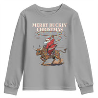 Merry Buckin Christmas Youth Sweatshirt Black Santa Western Rodeo Gift - Wonder Print Shop