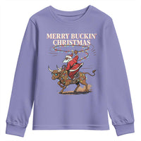 Merry Buckin Christmas Youth Sweatshirt Black Santa Western Rodeo Gift - Wonder Print Shop