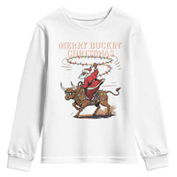 Merry Buckin Christmas Youth Sweatshirt Black Santa Western Rodeo Gift - Wonder Print Shop