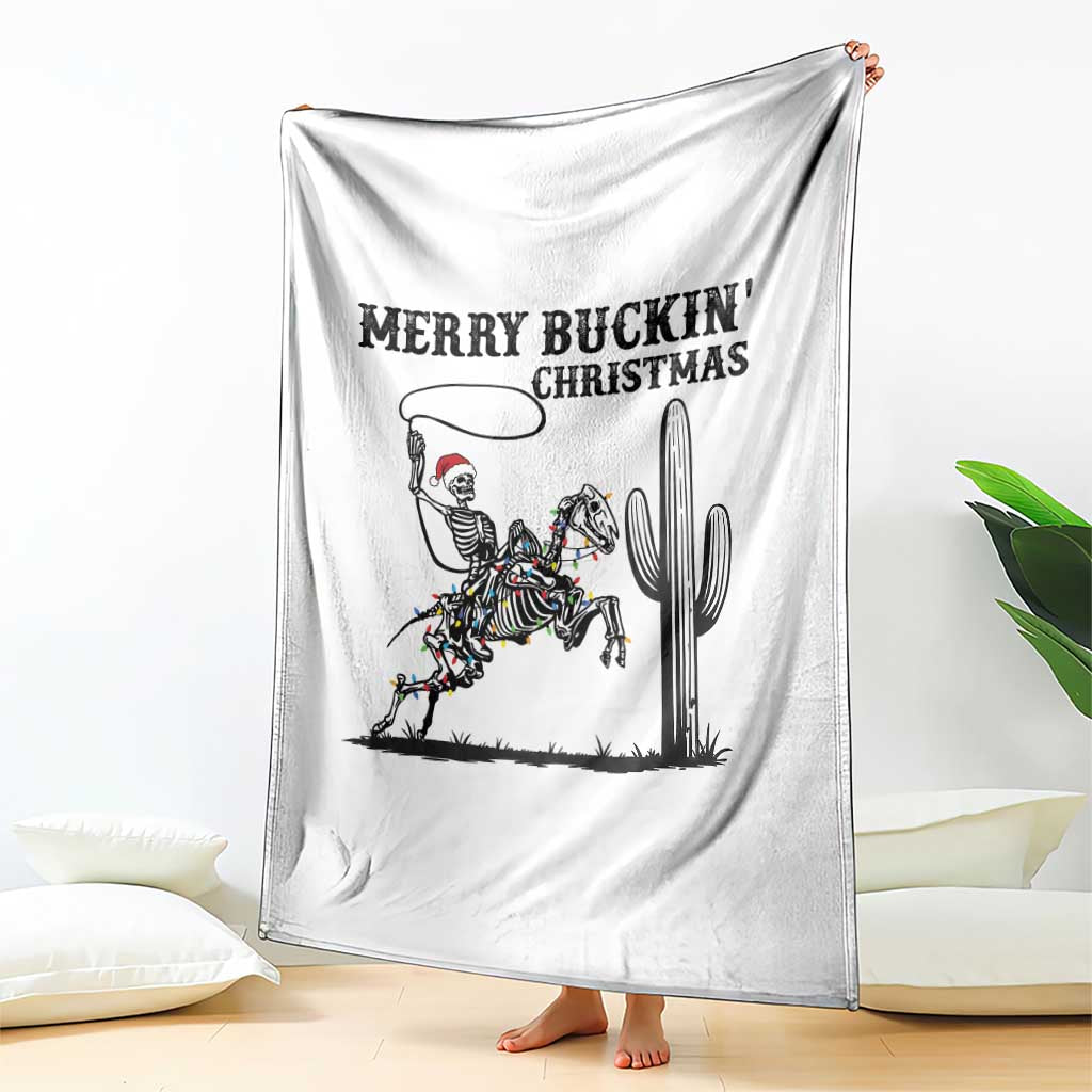 Merry Buckin Christmas Throw Blanket Funny Skeleton Santa Horse Rider - Wonder Print Shop