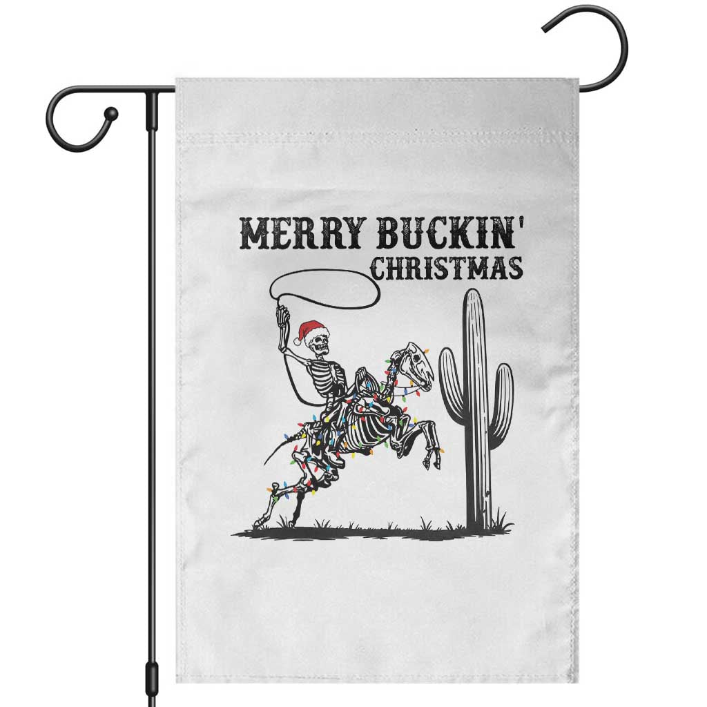 Merry Buckin Christmas Garden Flag Funny Skeleton Santa Horse Rider - Wonder Print Shop