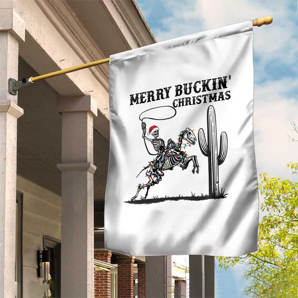 Merry Buckin Christmas Garden Flag Funny Skeleton Santa Horse Rider - Wonder Print Shop