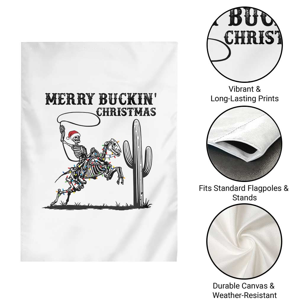 Merry Buckin Christmas Garden Flag Funny Skeleton Santa Horse Rider - Wonder Print Shop