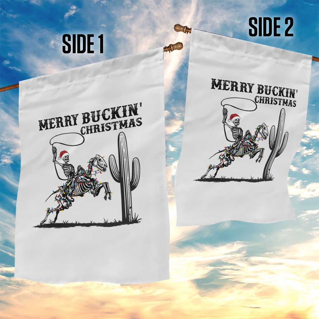 Merry Buckin Christmas Garden Flag Funny Skeleton Santa Horse Rider - Wonder Print Shop