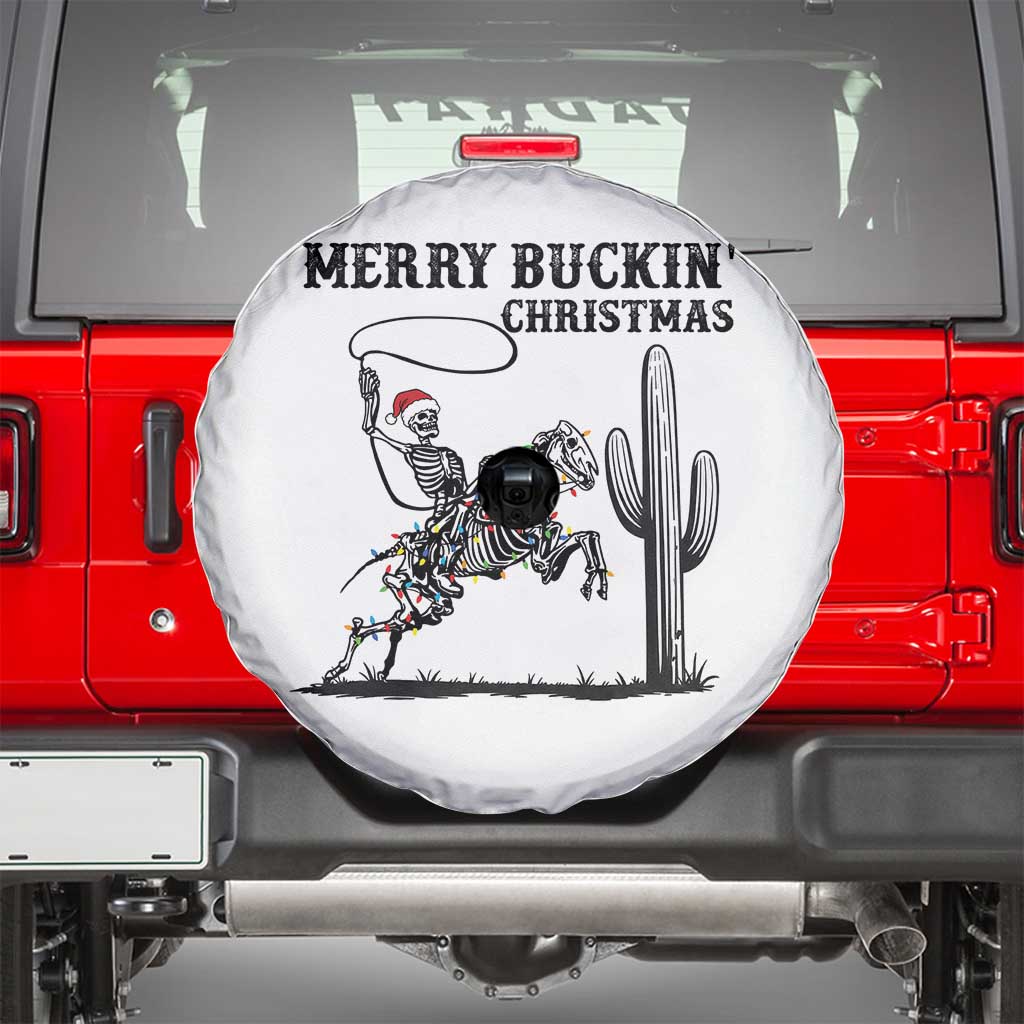Merry Buckin Christmas Spare Tire Cover Funny Skeleton Santa Horse Rider - Wonder Print Shop