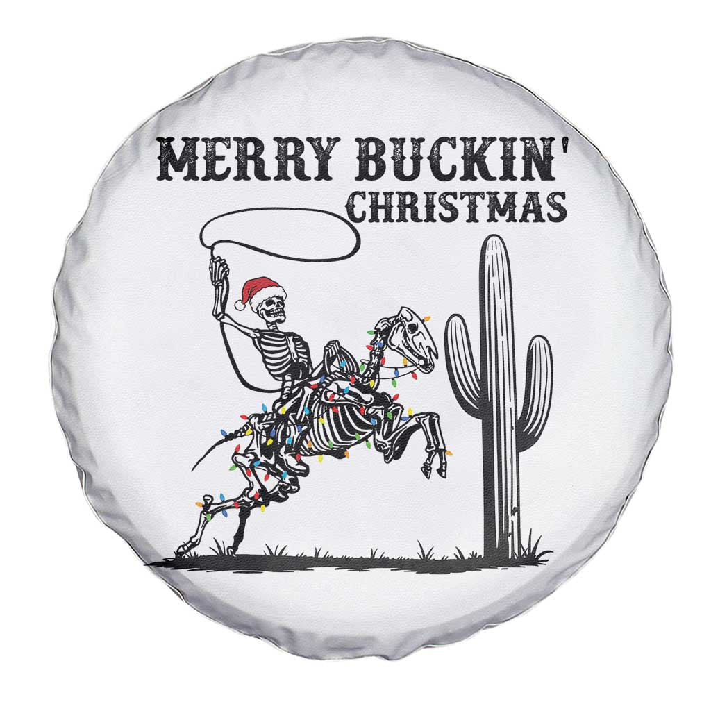 Merry Buckin Christmas Spare Tire Cover Funny Skeleton Santa Horse Rider - Wonder Print Shop