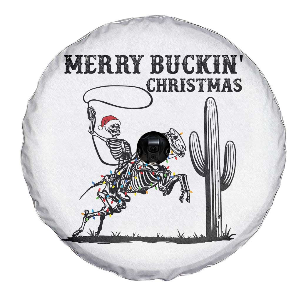 Merry Buckin Christmas Spare Tire Cover Funny Skeleton Santa Horse Rider - Wonder Print Shop