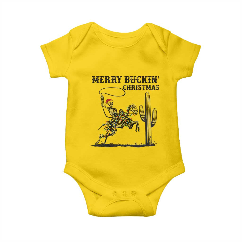 Merry Buckin Christmas Baby Onesie Funny Skeleton Santa Horse Rider - Wonder Print Shop