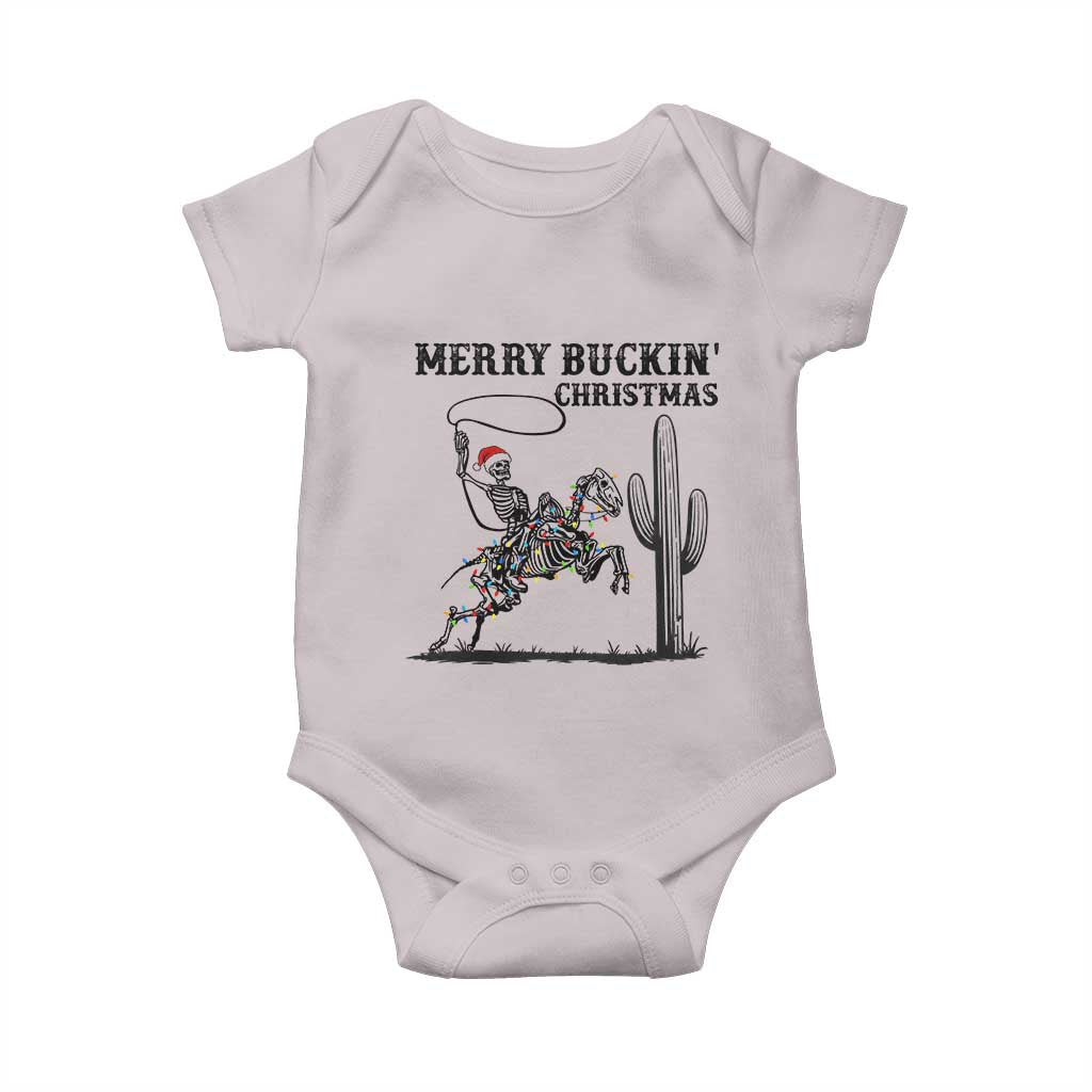 Merry Buckin Christmas Baby Onesie Funny Skeleton Santa Horse Rider - Wonder Print Shop