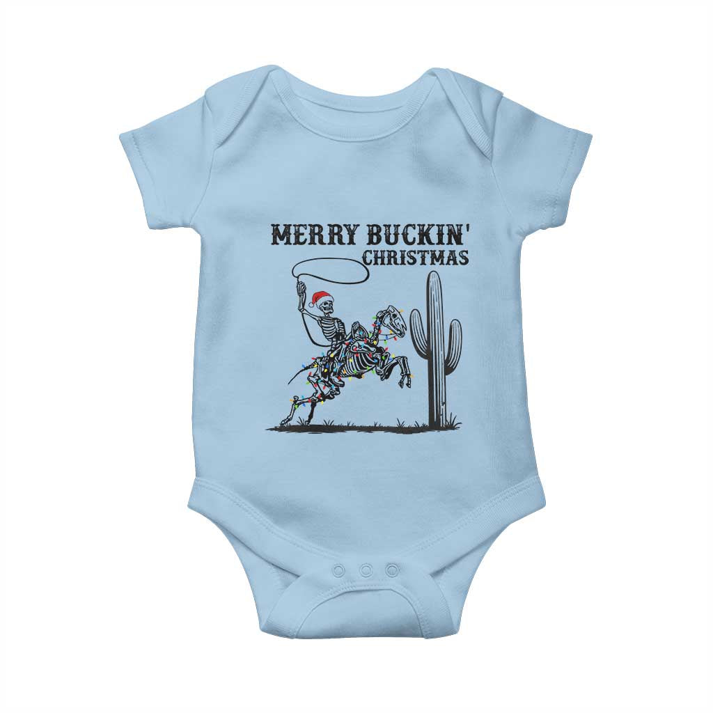 Merry Buckin Christmas Baby Onesie Funny Skeleton Santa Horse Rider - Wonder Print Shop