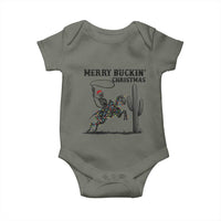 Merry Buckin Christmas Baby Onesie Funny Skeleton Santa Horse Rider - Wonder Print Shop